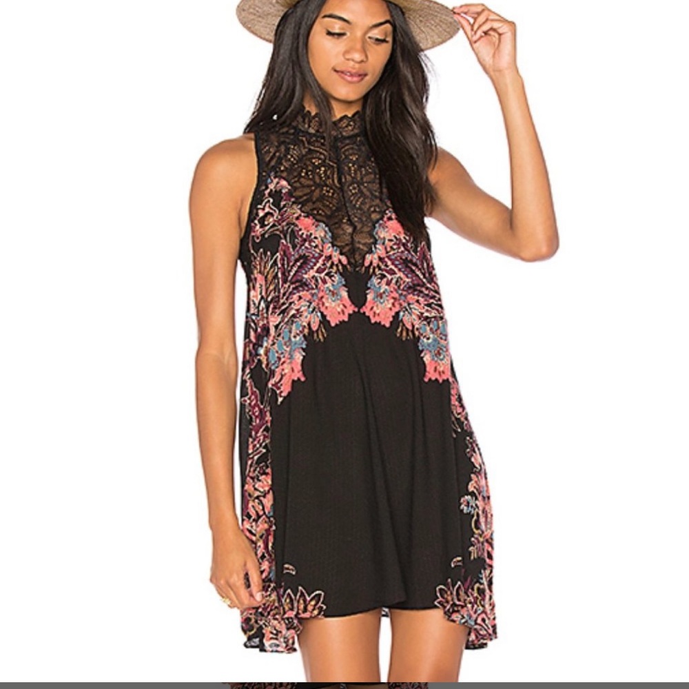 Women’s black free people Marsha printed slip